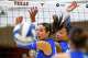 Kentucky middle blocker Lizzie Carr (15) and outside hitter Asia Thigpen (20) miss a block during the match against the Texas Longhorns at Gregory Gym on Sunday, Nov. 2, 2025 in Austin.