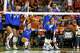 Kentucky players react as they beat the Texas Longhorns in 3 sets in a at Gregory Gym on Sunday, Nov. 2, 2025 in Austin.