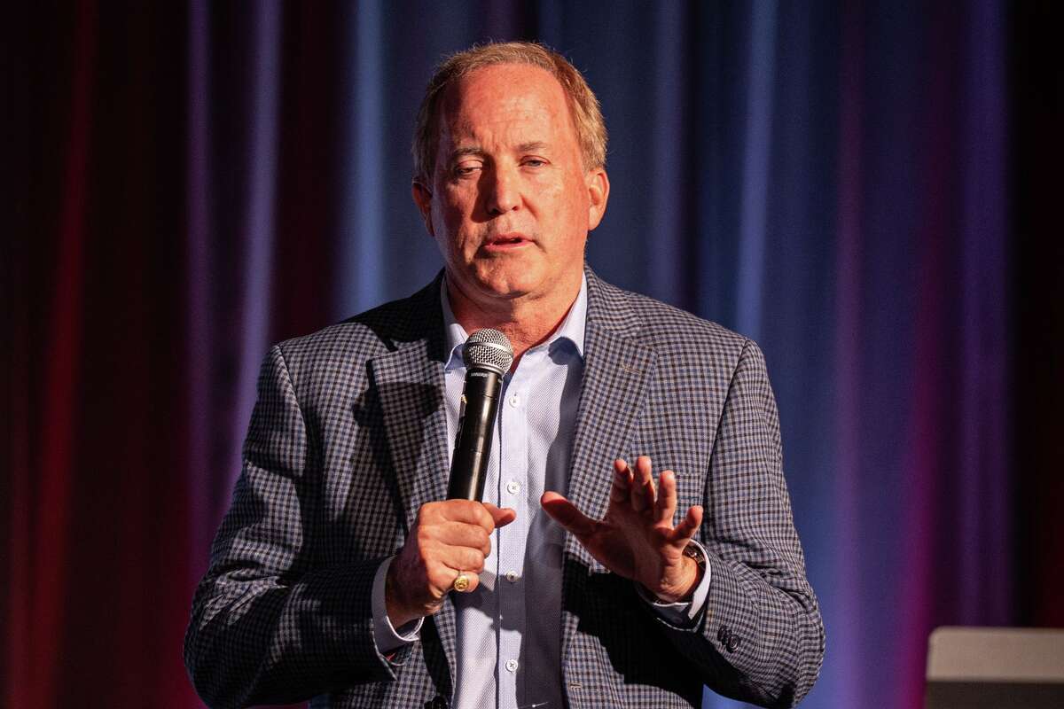 Texas Attorney General Ken Paxton speaks at an event hosted by the University of Texas chapter of Turning Point USA on campus in Austin, Monday, Nov. 3, 2025.