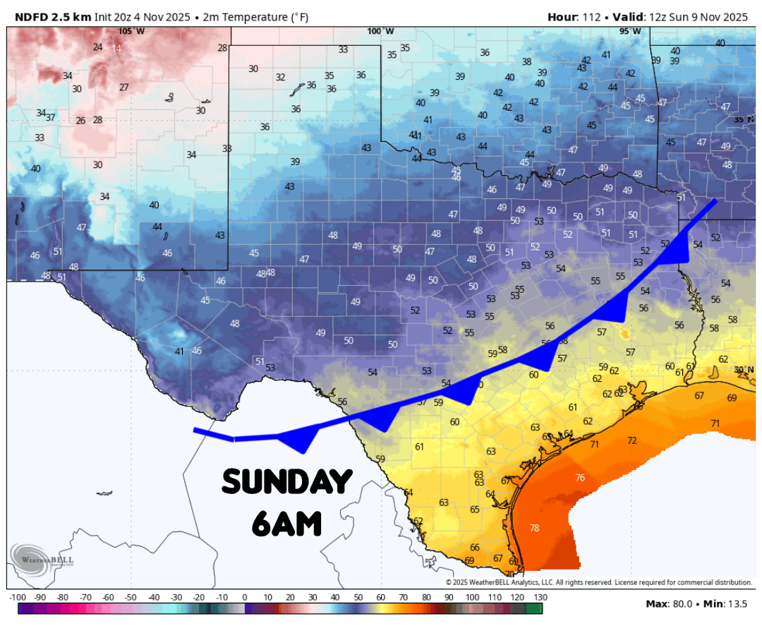 Strong cold front takes aim at Texas this weekend, temps plunge