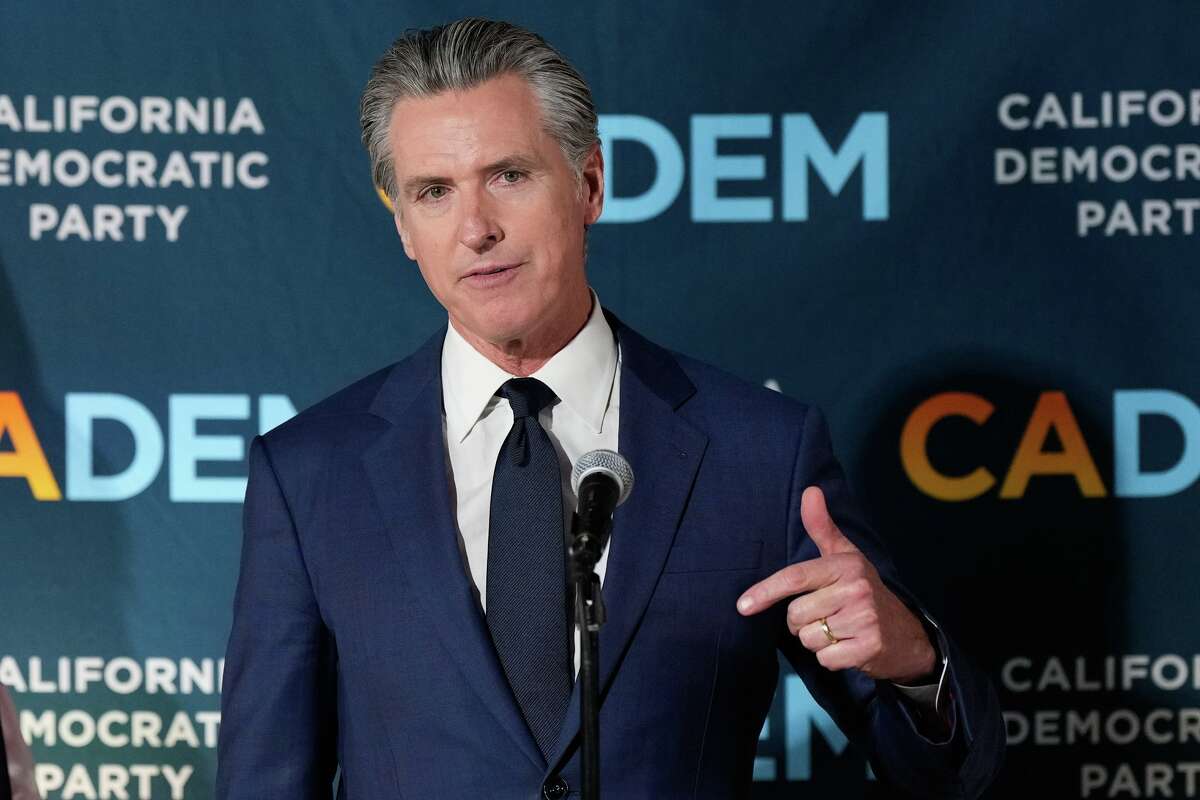 California Gov. Gavin Newsom speaks during an election night press conference at a California Democratic Party office Tuesday, Nov. 4, 2025, in Sacramento, Calif.