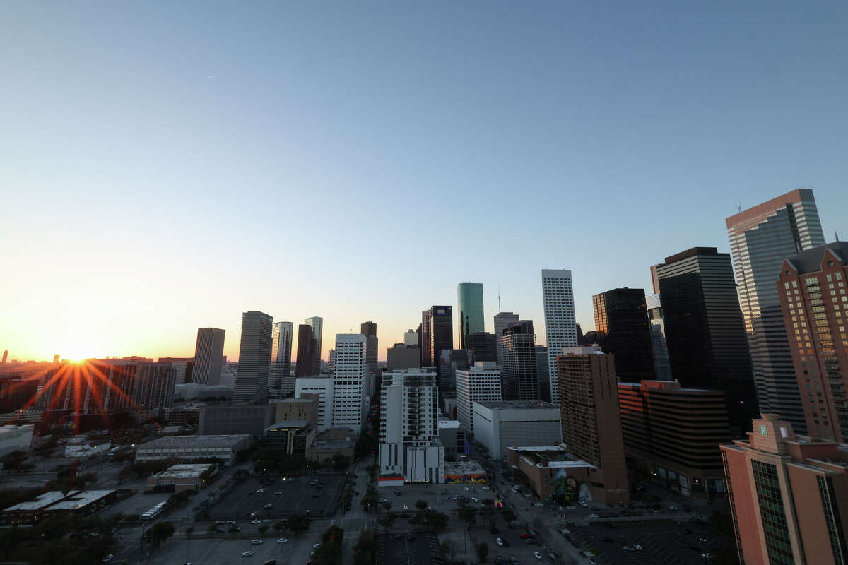 A general view of downtown Houston on March 11, 2025 in Houston, Texas. 