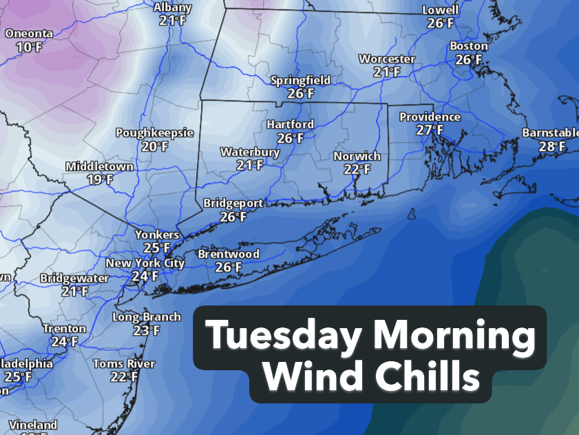 Sharp cold front in CT on Monday brings rain, then a deep chill