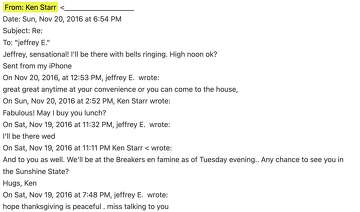 Former Baylor president Ken Starr sent 'hugs' to Jeffrey Epstein