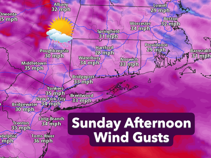 Sunday in CT starts mild but ends up chilly and windy