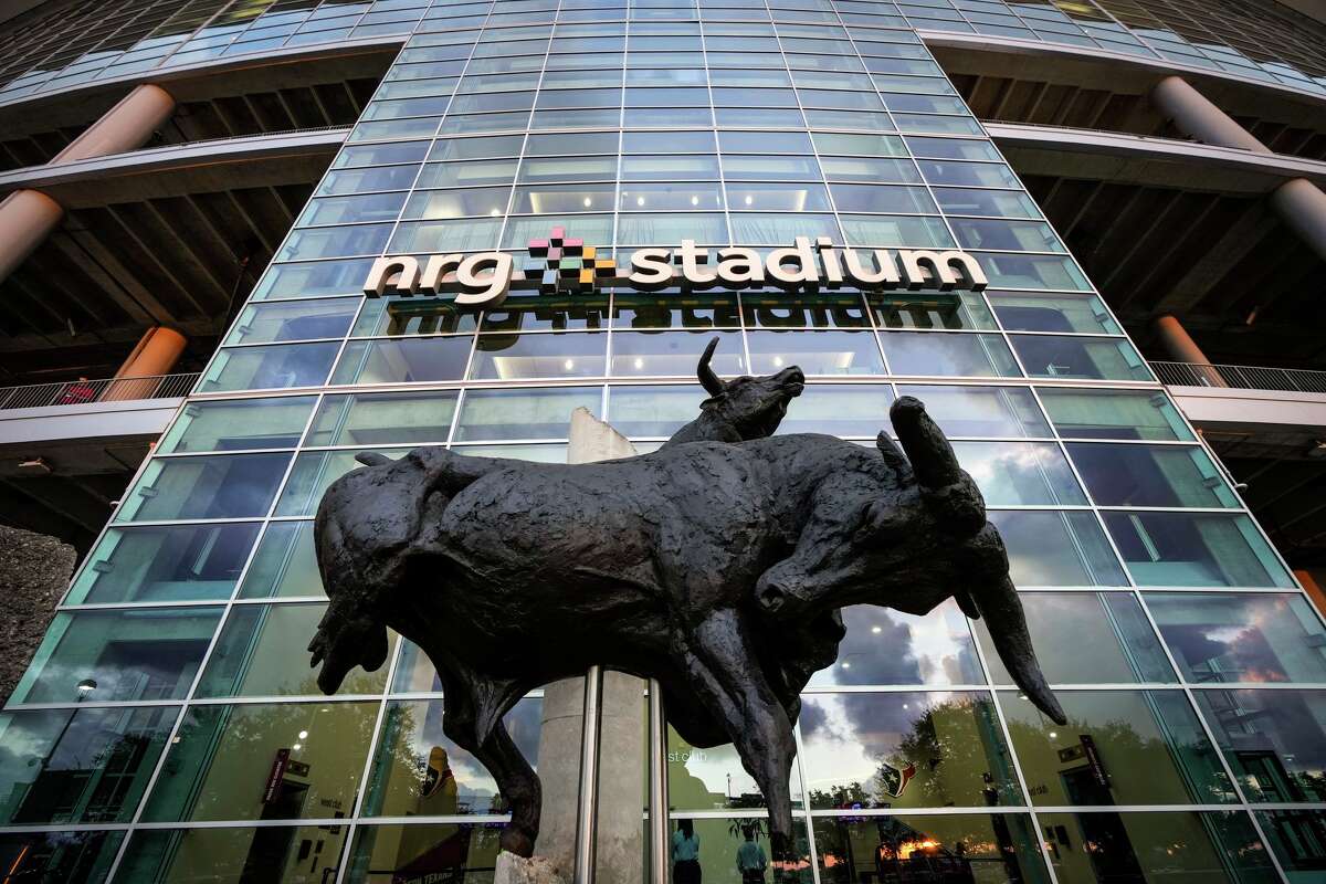 The bull sculpture outside NRG Stadium is shown before an NFL football game in Houston, Thursday, Nov. 20, 2025.
