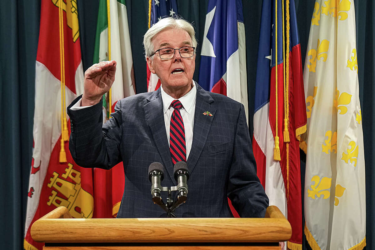 AUSTIN, TEXAS - JUNE 23: Texas Lieutenant Governor Dan Patrick speaks at a press conference at the Texas Capitol on Monday, June 23, 2025 in Austin, Texas. Patrick hosted a press conference in response to Texas Governor Greg Abbott?s decision to veto Senate Bill 3, which would have banned the sale of THC products in Texas. (Aaron E. Martinez/The Austin American-Statesman via Getty Images)