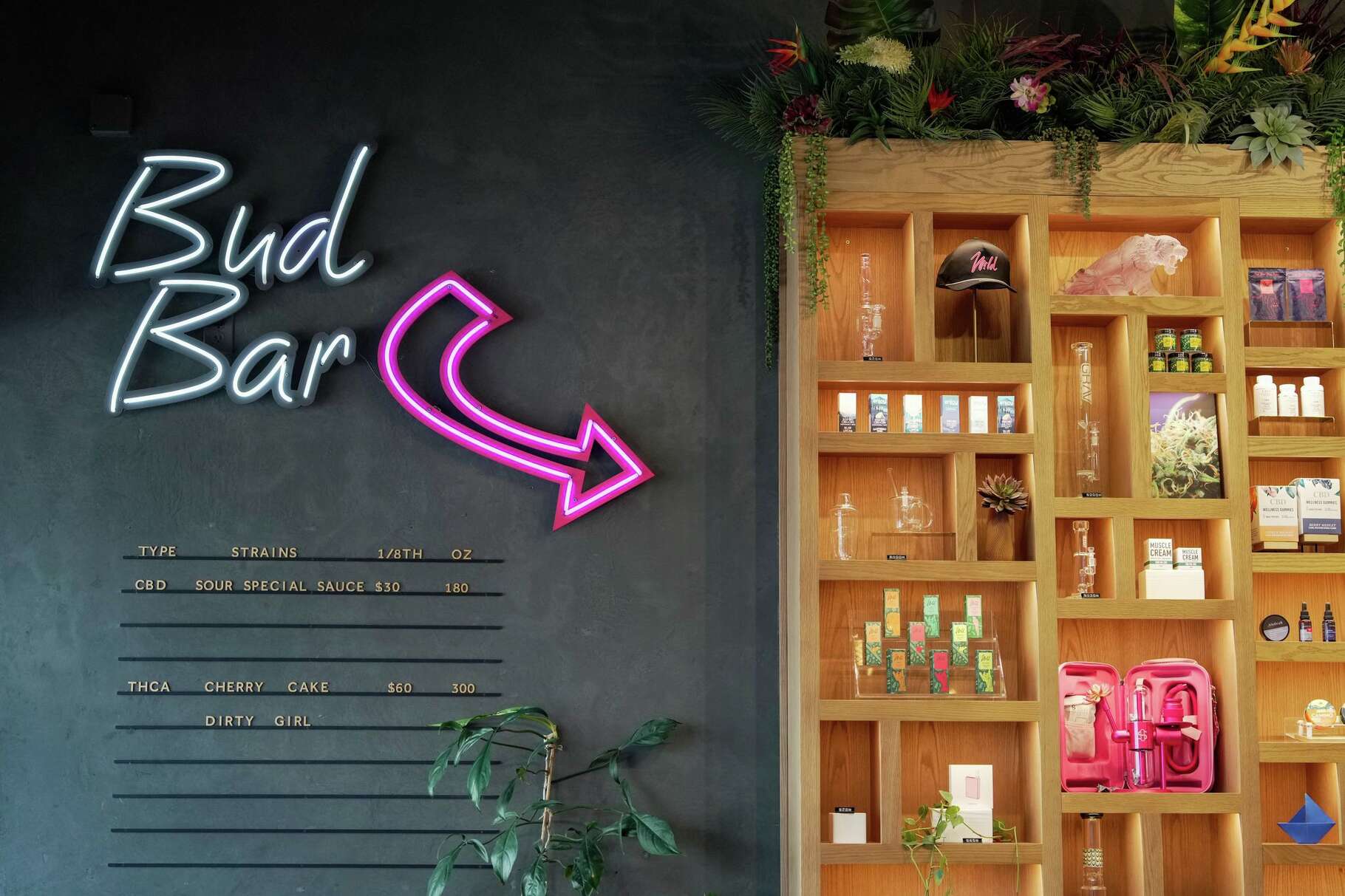 THC products offered at Wild Montrose are photographed in Houston, Wednesday, Nov. 19, 2025.