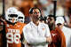 Texas Longhorns head coach Steve Sarkisian looks at the scoreboard in the fourth quarter of the Longhorns’ game against the Arkansas Razorbacks at Darrell K Royal Texas Memorial Stadium in Austin, Nov. 22, 2025.