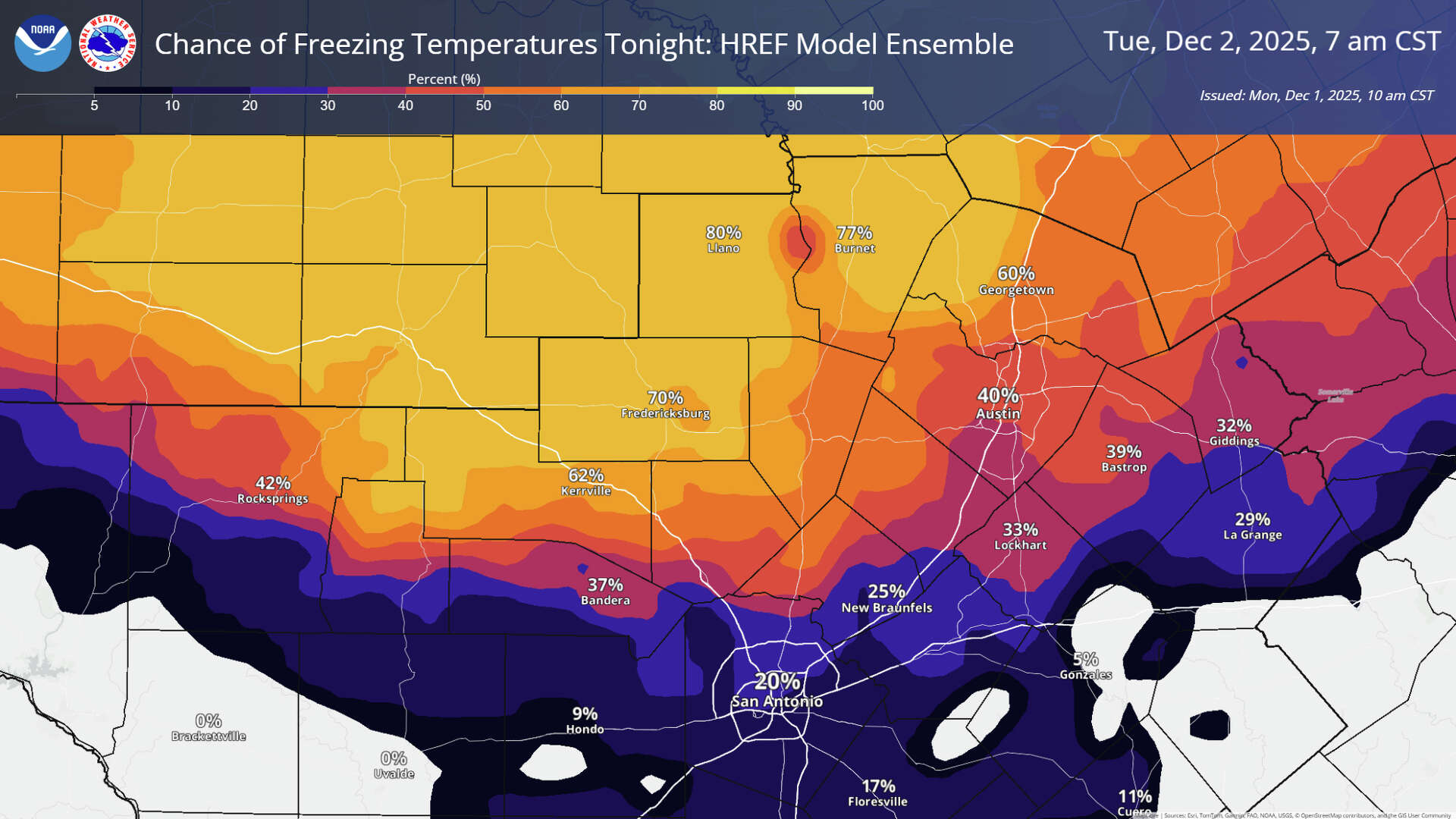 Freeze warning issued for part of Central Texas. How cold will it get?