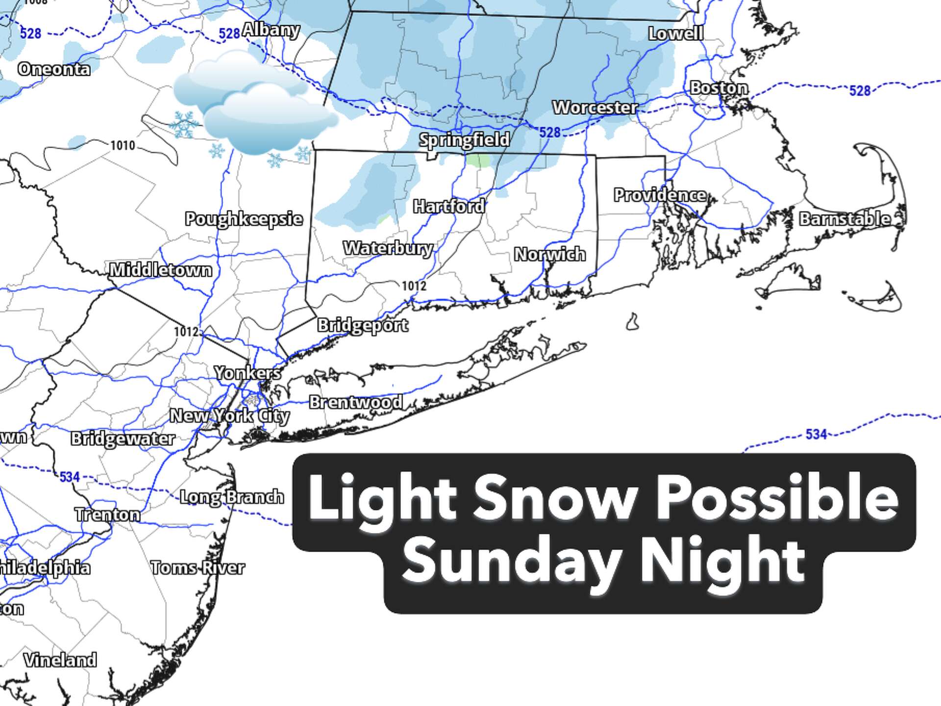 Snow possible in parts of CT Sunday night, then bitter cold