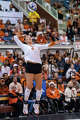 Texas Longhorns setter Rella Binney (3) serves the ball as The Longhorns take on Florida A&M during the first round of the NCAA Tournament at Gregory Gymnasium in Austin, Friday, Dec. 5, 2025.