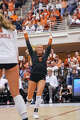 Texas Longhorns libero Emma Halter (2) celebrates a point as The Longhorns take on Florida A&M during the first round of the NCAA Tournament at Gregory Gymnasium in Austin, Friday, Dec. 5, 2025.