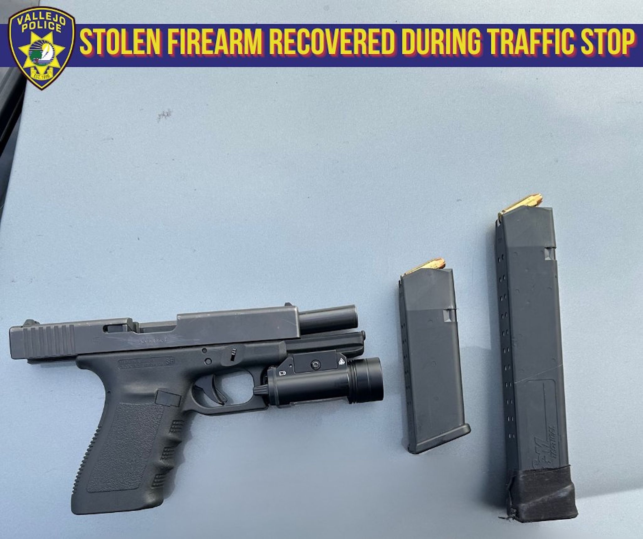 Vallejo: Police Recover Allegedly Stolen Firearm During Traffic Stop