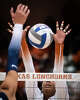 Texas Longhorns middle blocker Nya Bunton (55) leaps to block an attempt from Penn State Nittany Lions right side hitter Kennedy Martin (18) in the second set of the Longhorns’ 3-0 win over the Nittany Lions in the second round of the DI NCAA Volleyball Tournament, Dec 6, 2025 in the Gregory Gymnasium.