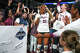 Texas A&M middle blocker Morgan Perkins (21) celebrates after winning the NCAA Division I volleyball playoff game against TCU at Reed Arena on Saturday, Dec. 6, 2025 in College Station, Texas.