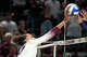 Texas A&M outside hitter Kyndal Stowers (37) tips the ball during the NCAA Division I volleyball playoff game against TCU at Reed Arena on Saturday, Dec. 6, 2025 in College Station, Texas.