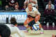 Texas A&M opposite hitter Logan Lednicky (9) yells as team mates dive for the ball during the NCAA Division I volleyball playoff game against TCU at Reed Arena on Saturday, Dec. 6, 2025 in College Station, Texas.