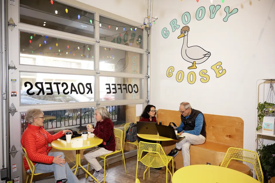 The interior of the Groovy Goose in San Carlos, Calif., on Dec. 9, 2025.