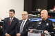 Consul General Juan Carlos Mendoza Sanchez, Laredo Mayor Dr. Victor Trevino and Laredo Police Department Inv. Joe Baeza at the 2025 Paisano Caravan announcement on Dec. 9, 2025, at City Hall.