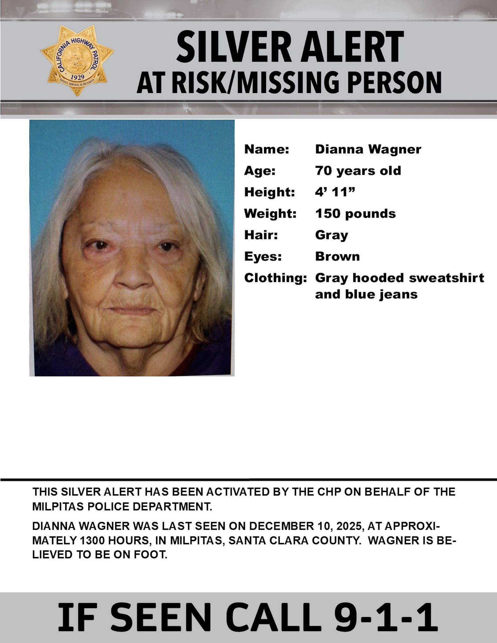 Santa Clara Co.: Silver Alert Issued For Missing At-Risk Woman