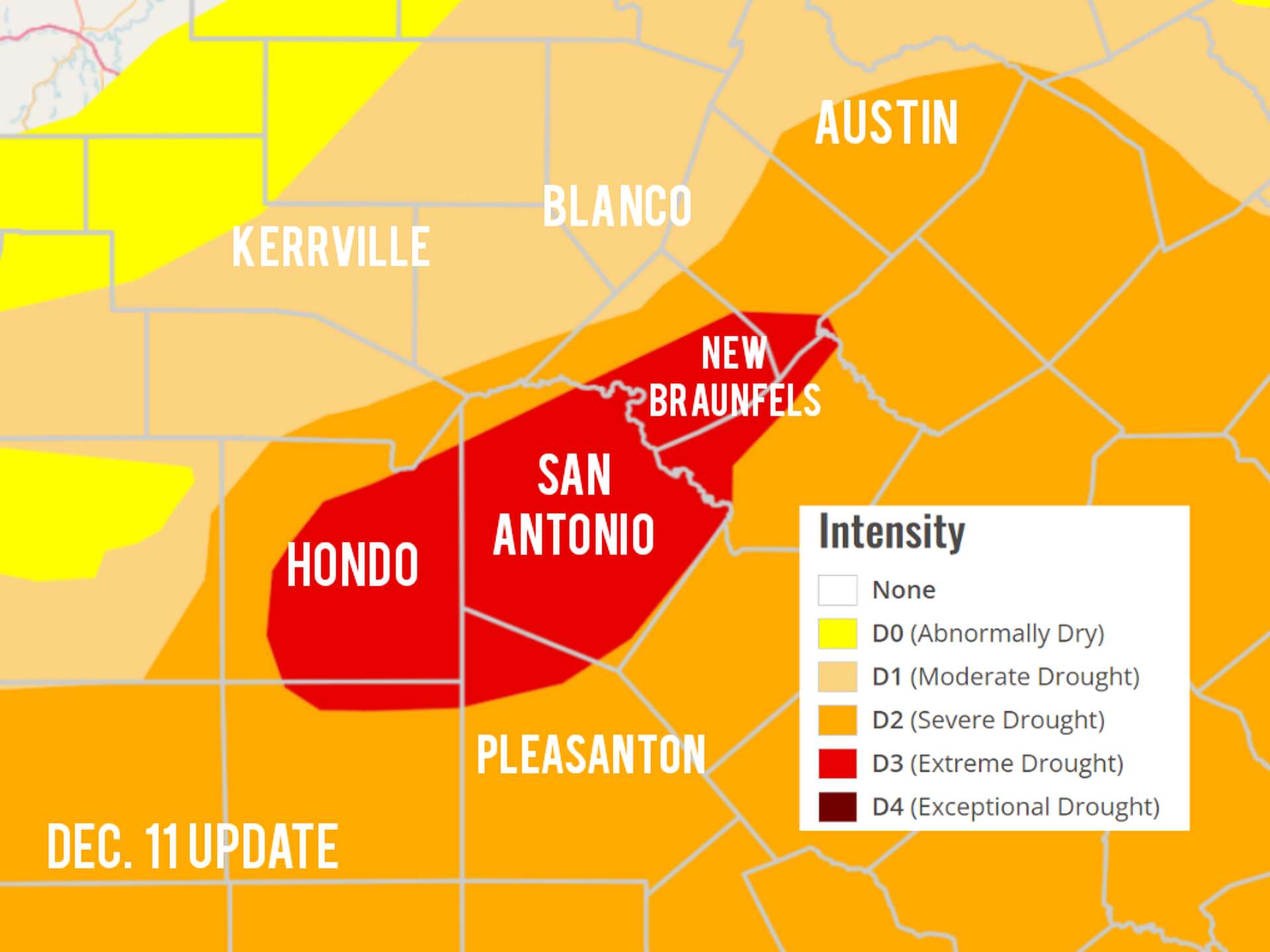 San Antonio has the worst drought in Texas. Any rain coming?