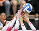 Texas Longhorns setter Ella Swindle (1) tips the ball as Texas volleyball plays Indiana in a Sweet 16 NCAA Tournament match in Gregory Gymnasium in Austin, Friday, Dec. 12, 2025. The Longhorns will advance to Elite Eight with a 3-0 win.