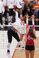 Texas Longhorns outside hitter Cari Spears (23) spikes the ball as Texas volleyball plays Indiana in a Sweet 16 NCAA Tournament match in Gregory Gymnasium in Austin, Friday, Dec. 12, 2025. The Longhorns will advance to Elite Eight with a 3-0 win.