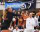 Fans watch Texas Longhorns libero Emma Halter (2) return the ball as Texas volleyball plays Indiana in a Sweet 16 NCAA Tournament match in Gregory Gymnasium in Austin, Friday, Dec. 12, 2025. The Longhorns will advance to Elite Eight with a 3-0 win.