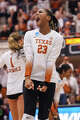 Texas Longhorns outside hitter Cari Spears (23) celebrates a point as Texas volleyball plays Indiana in a Sweet 16 NCAA Tournament match in Gregory Gymnasium in Austin, Friday, Dec. 12, 2025. The Longhorns will advance to Elite Eight with a 3-0 win.