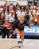Texas Longhorns libero Emma Halter (2) celebrates a point as Texas volleyball plays Indiana in a Sweet 16 NCAA Tournament match in Gregory Gymnasium in Austin, Friday, Dec. 12, 2025. The Longhorns will advance to Elite Eight with a 3-0 win.