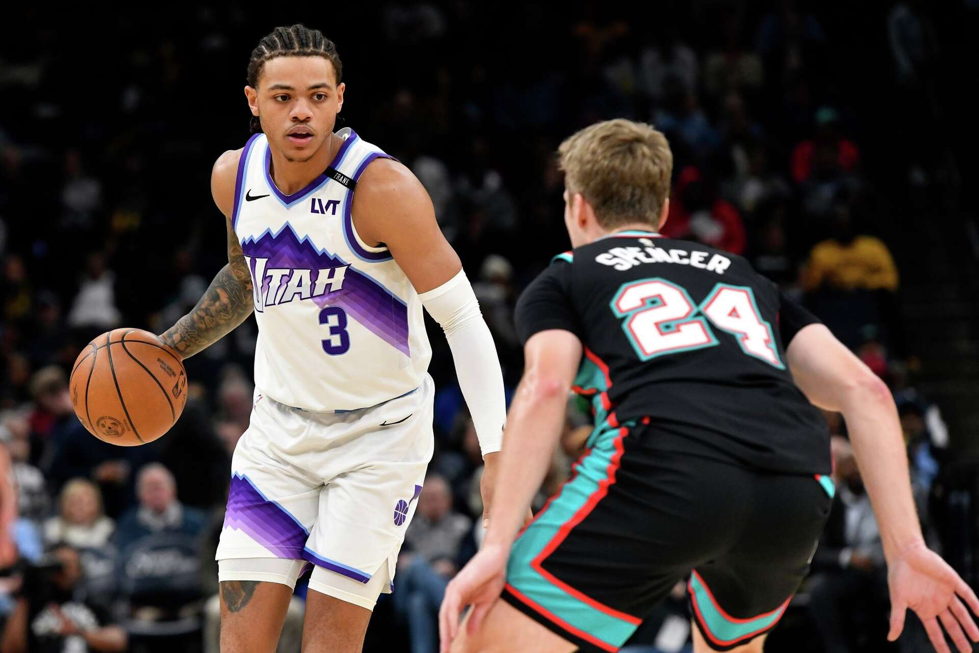 Keyonte George logra 39 puntos, su mejor marca, en victoria de Jazz por  130-126 sobre Grizzlies, image size:1920x1280