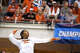 Texas Longhorns middle blocker Nya Bunton (55) serves the ball during the NCAA Regional Final volleyball match against Wisconsin at Gregory Gym on Sunday, Dec. 14, 2025 in Austin.