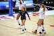 Texas Longhorns libero Emma Halter (2) celebrates a score during the NCAA Regional Final volleyball match against Wisconsin at Gregory Gym on Sunday, Dec. 14, 2025 in Austin.