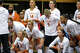 The Texas Longhorns bench watches from the sideline during the NCAA Regional Final volleyball match against Wisconsin at Gregory Gym on Sunday, Dec. 14, 2025 in Austin.