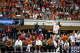 Texas Longhorns setter Ella Swindle (1) serves during the NCAA Regional Final volleyball match against Wisconsin at Gregory Gym on Sunday, Dec. 14, 2025 in Austin.