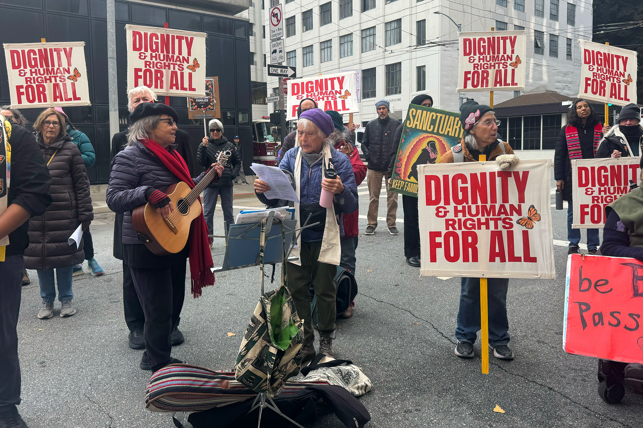 Bay Area faith leaders chain themselves outside SF ICE field office