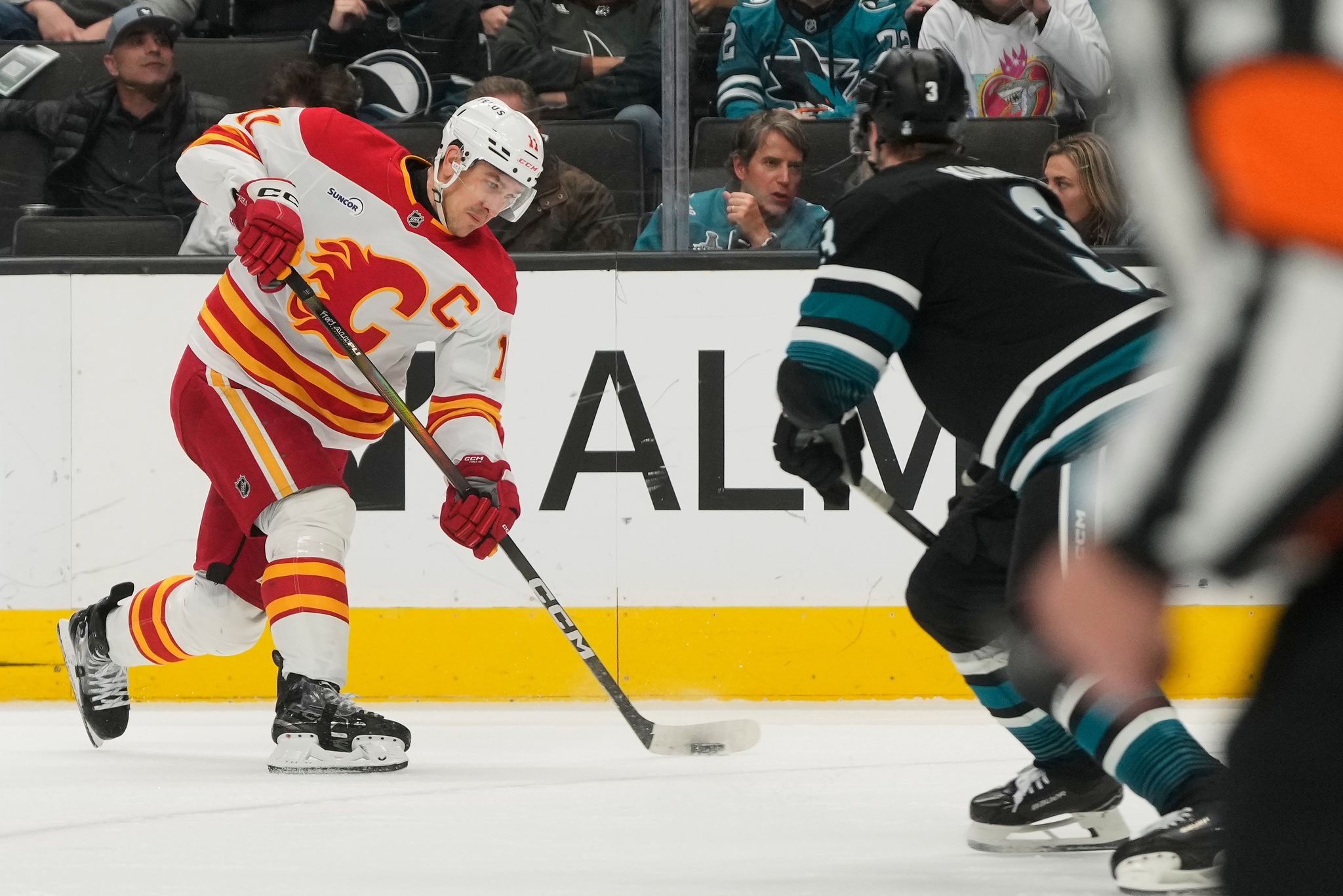 Celebrini's jawdropping goal helps Sharks beat Flames 63