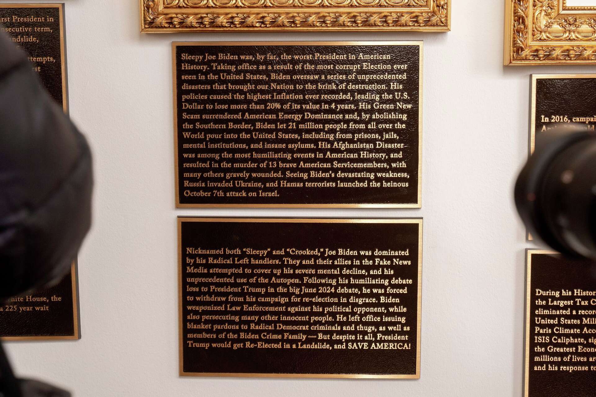 Sleepy. Divisive. A fan of young Trump: A look at the new plaques on ...