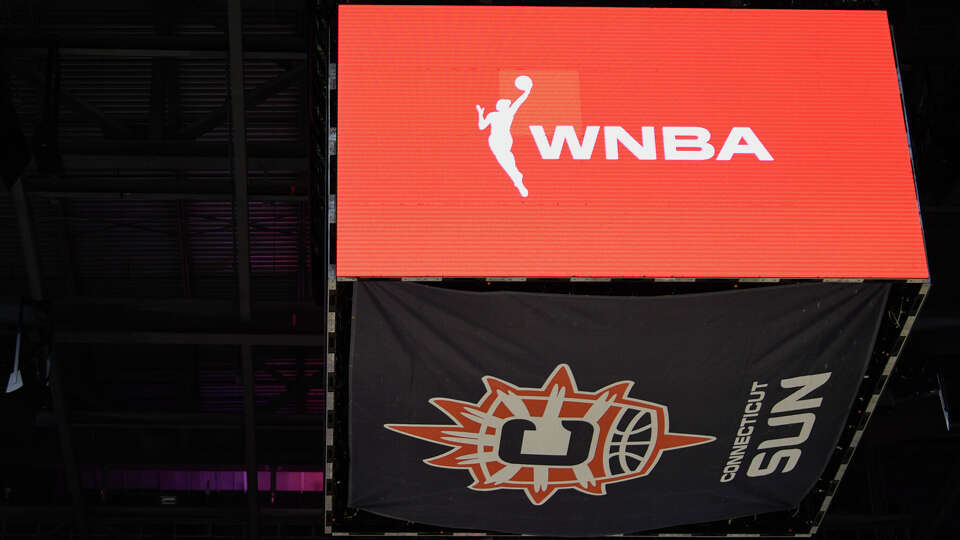 UNCASVILLE, CT - SEPTEMBER 06: A general view of the WNBA logo on the jumbotron and the Connecticut Sun logo below the jumbotron during a WNBA game between the Phoenix Mercury and the Connecticut Sun on September 6, 2025, at Mohegan Sun Arena in Uncasville, CT. (Photo by Erica Denhoff/Icon Sportswire via Getty Images)