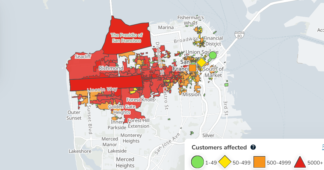 Power outages leave huge swath of San Francisco without power