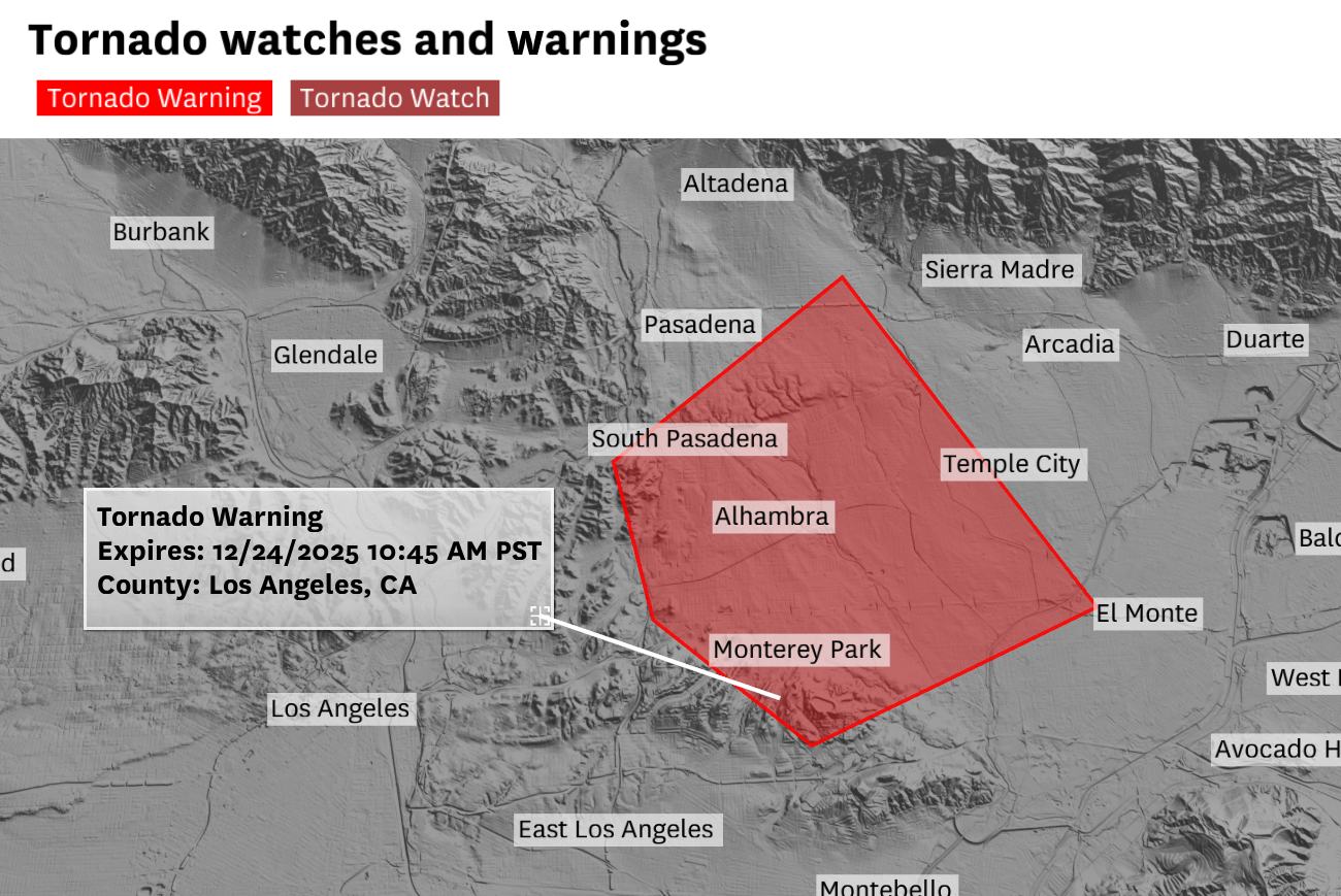 Tornado warning canceled for Los Angeles County