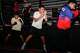 Osiris Rangel, 12, center, does footwork during his final conditioning session ahead of the USA Boxing National Championships at Let ‘Em Fly Boxing in Kyle, Texas, Nov. 19, 2025.