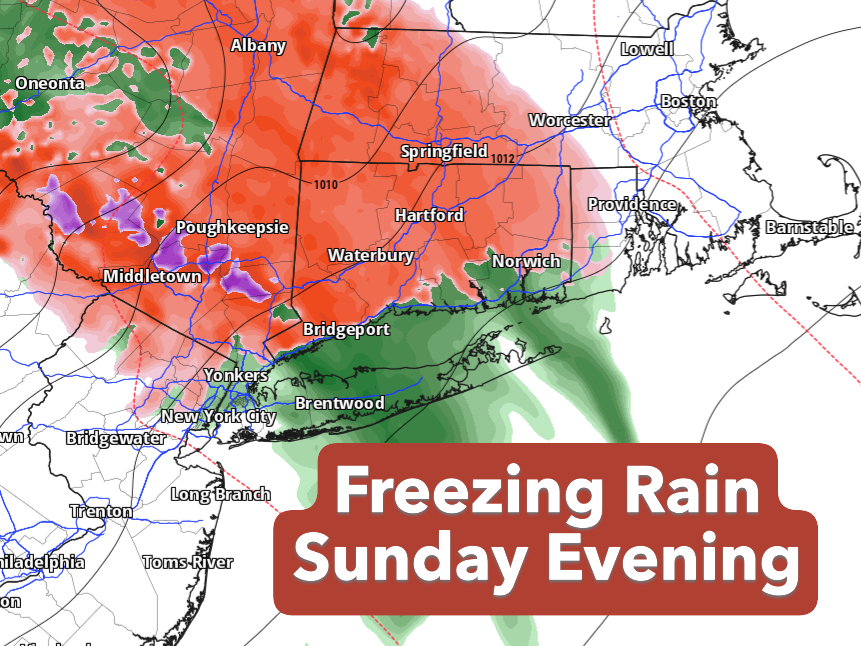 Freezing rain in Connecticut may cause icy roads Sunday night