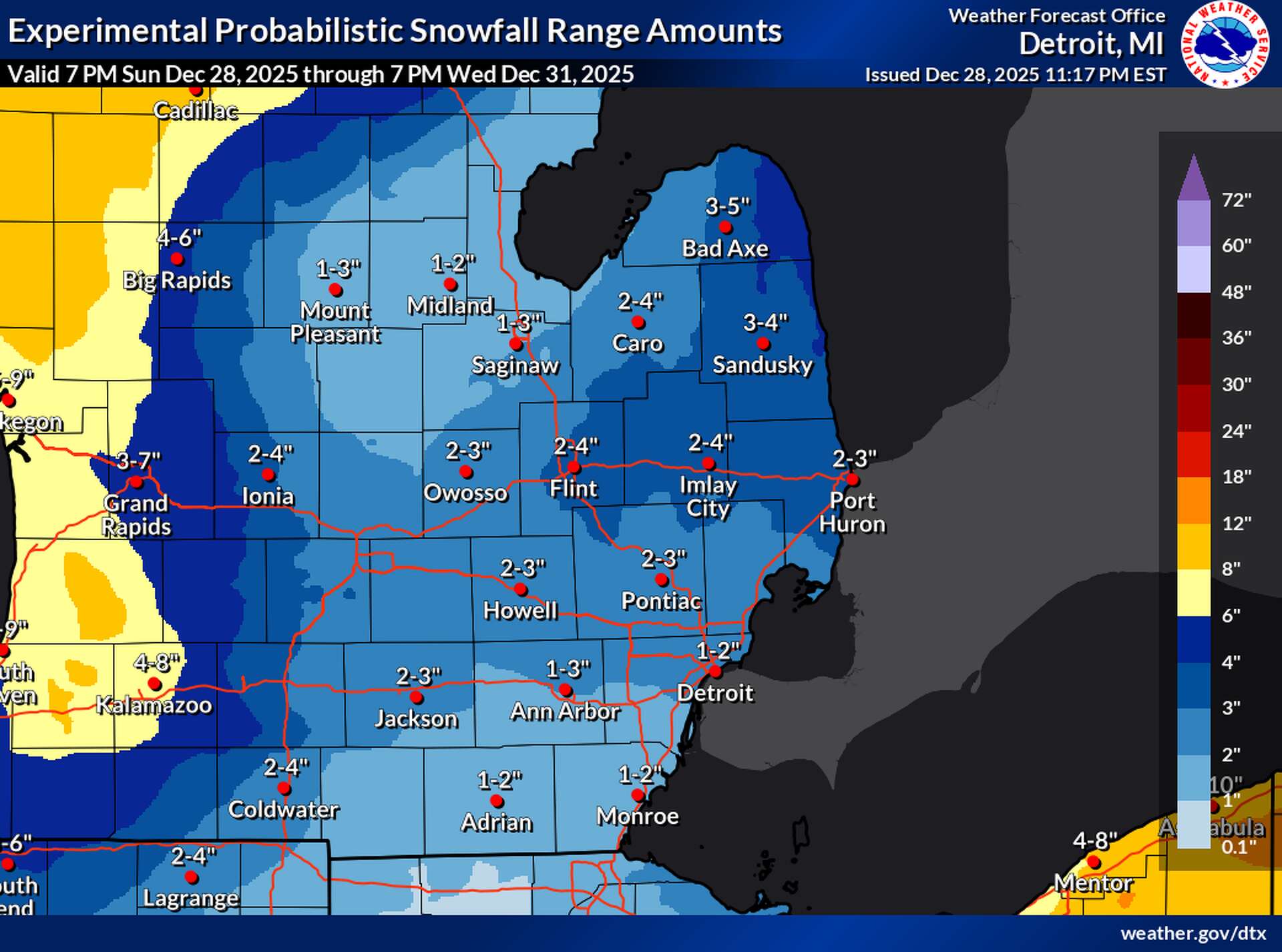 Winter Storm Warnings in effect across Michigan for Monday storm