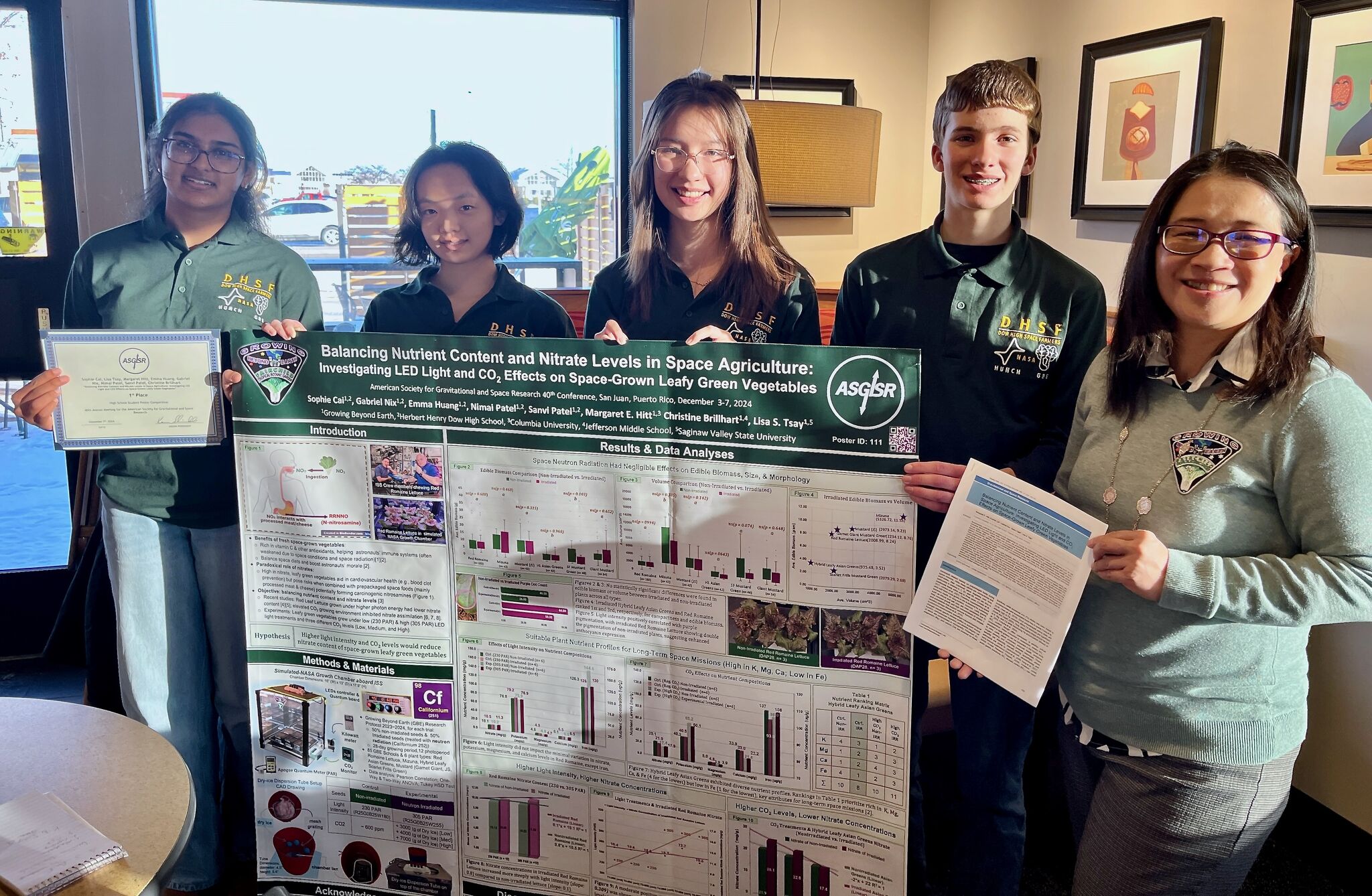 Dow High Space Farmers publish study on growing plants in space
