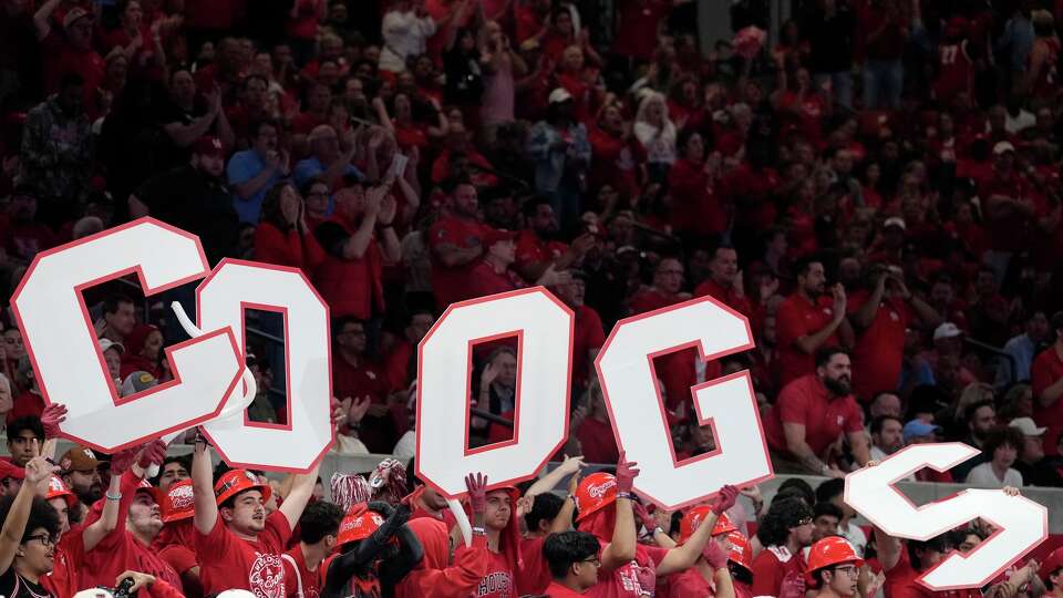 Houston fans cheer during the first half of an NCAA college basketball game against Texas Tech at Fertitta Center in Houston, Tuesday, Jan. 6, 2026.
