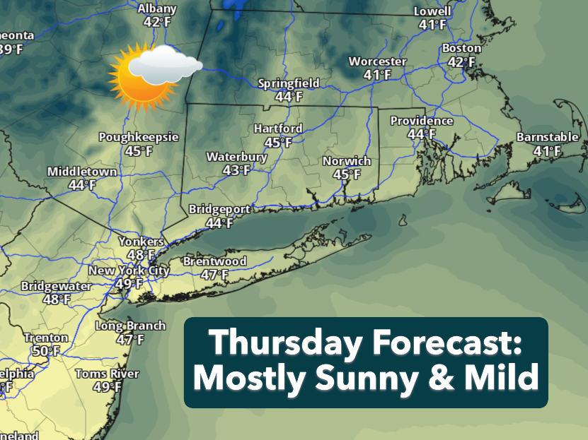 Mild and sunny Thursday in CT ahead of weekend rainfall