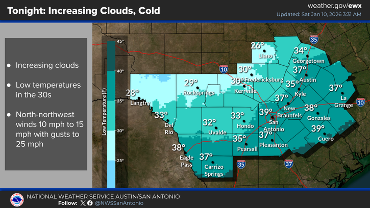 A freeze is coming overnight to the Texas Hill Country