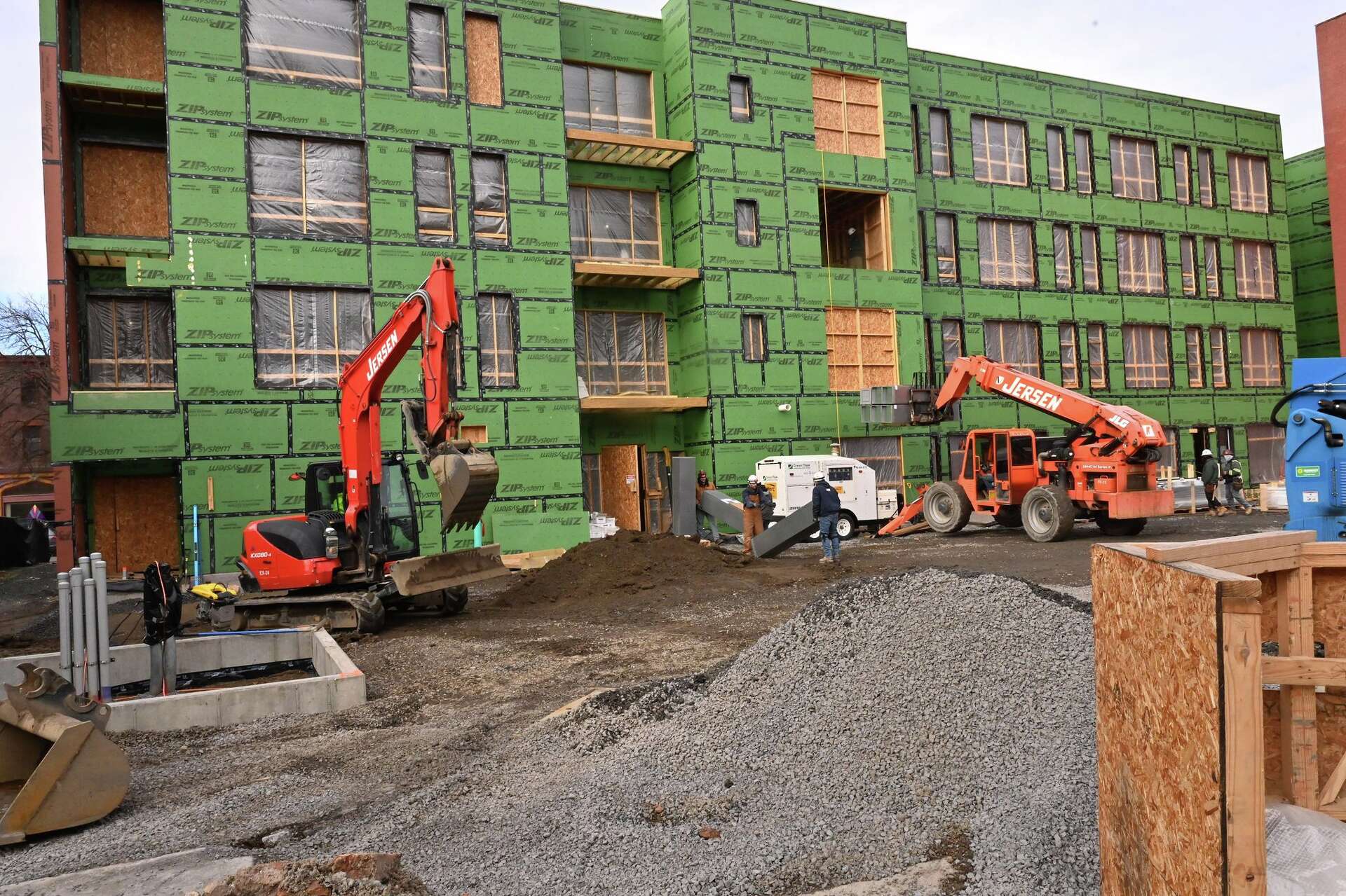 Image showcasing Troy's first zero-emission multifamily apartment building taking shape